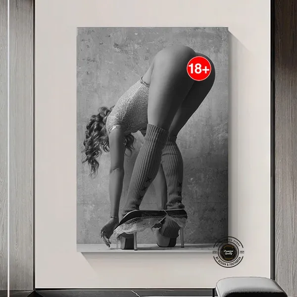 Erotic Figure of Women, Luxury Black Art Print