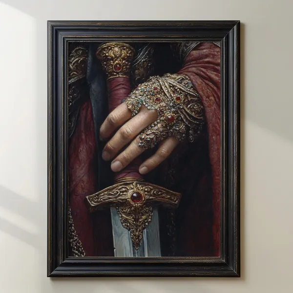 Fantasy Sword Art Print, Medieval Knight Armor Decor
