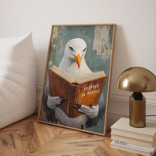 Funny Seagull Bathroom Humor Poster Print