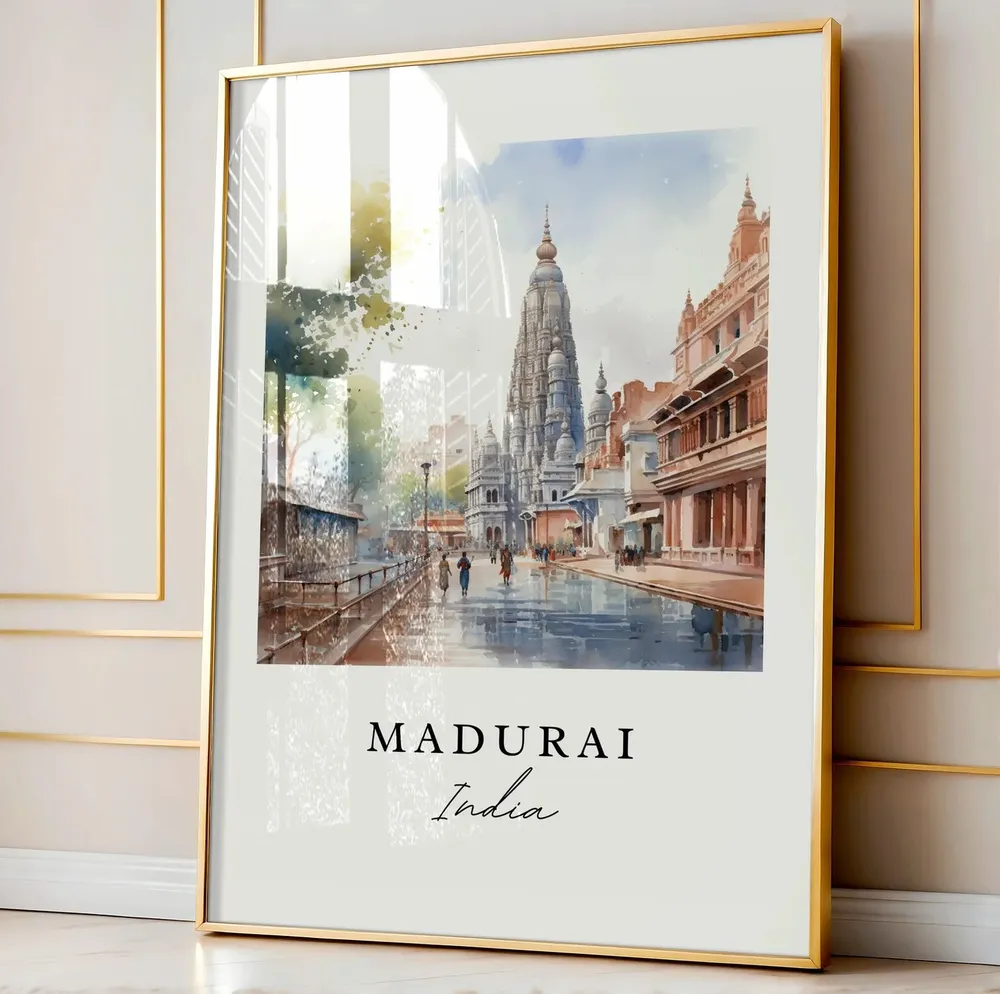 Madurai India Travel Poster, Custom Text Personalized - Image 3