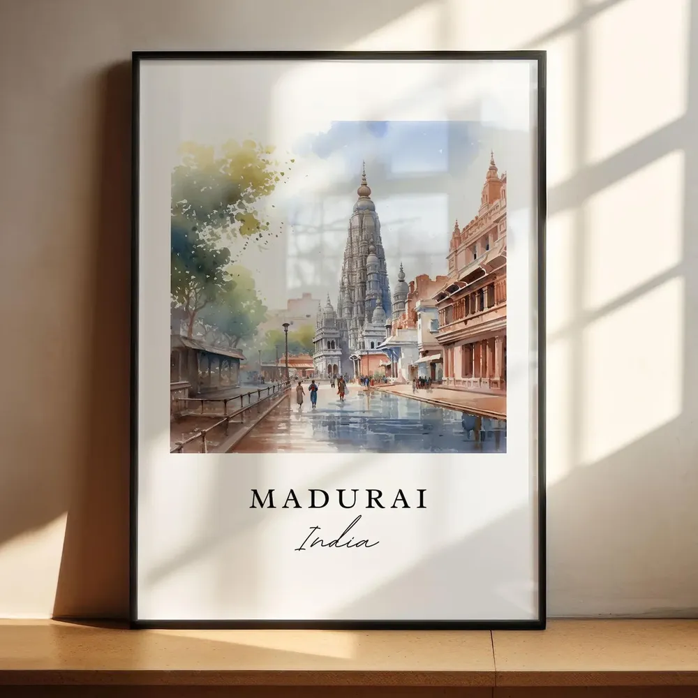 Madurai India Travel Poster, Custom Text Personalized - Image 4