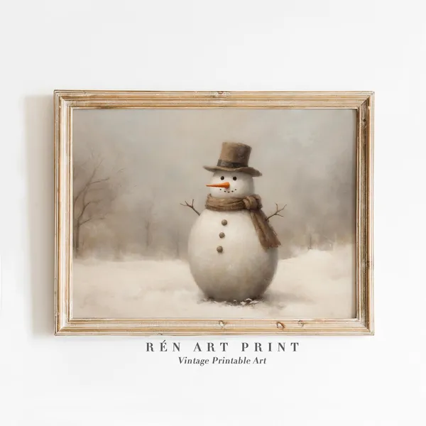 Antique Snowman Vintage Winter Nursery Art Print