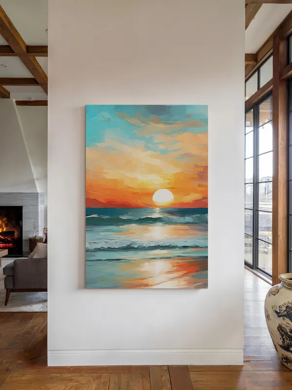 Ocean Sunset Seascape Art Print, Coastal Decor