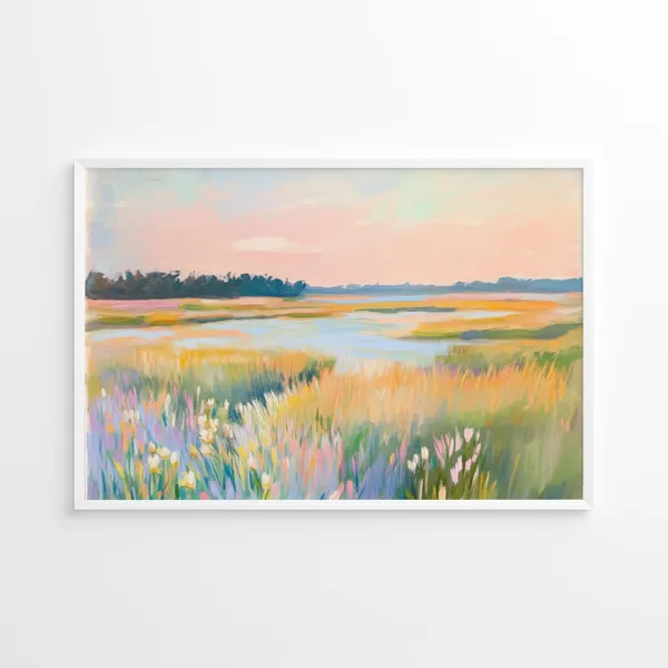 Colorful Abstract Landscape Art Print, Maximalist