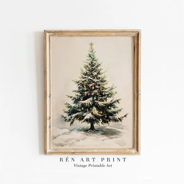 Christmas Tree Rustic Winter Holiday Art Print