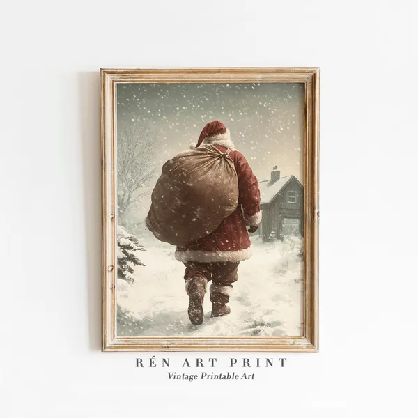 Antique Santa Painting Christmas Art Print