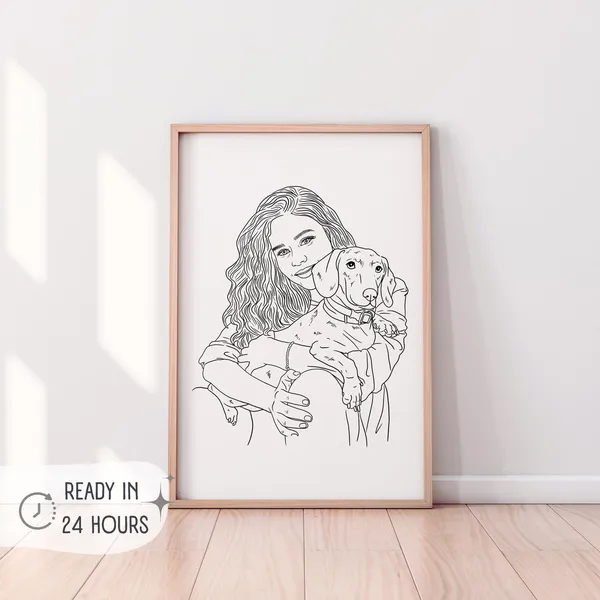 Custom Line Drawing Family Portrait, Art Print