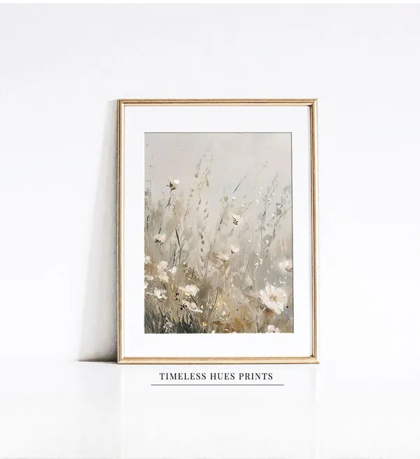 Abstract Wildflower Meadow Art Print, Botanical Decor