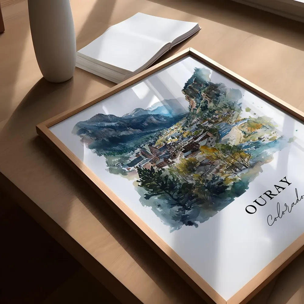 Ouray, CO Watercolor Travel Poster Art Print - Image 5