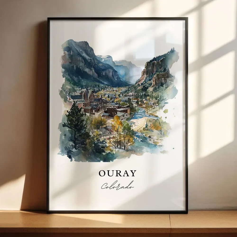 Ouray, CO Watercolor Travel Poster Art Print - Image 4