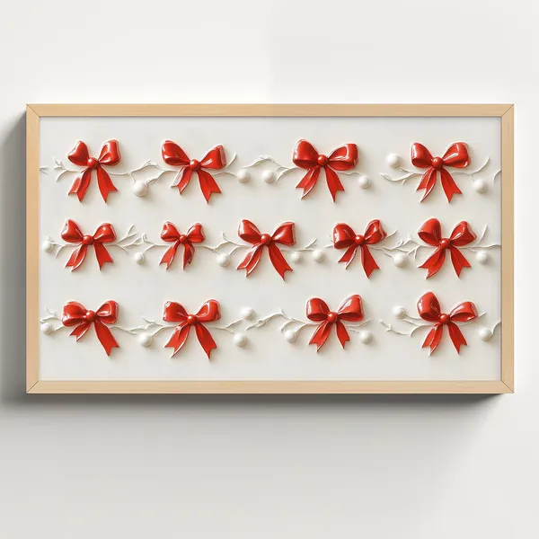 Christmas Bow Minimalist Holiday Wall Art Print