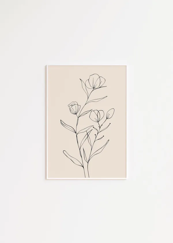 Botanical Line Drawing Art Print, Minimalist Flower