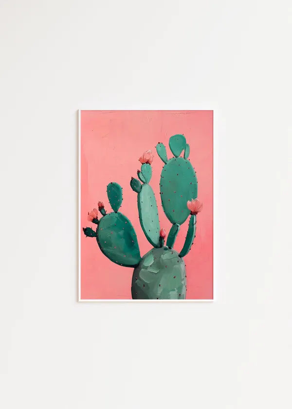 Girly Cactus Minimalist Botanical Art Print