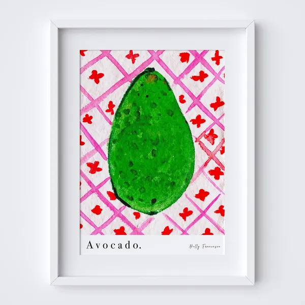 Avocado Watercolour Brunch Art Print, Whimsical Kitchen
