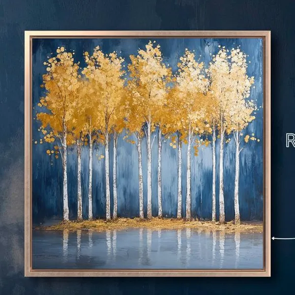 Trees With Golden Leaves, Abstract Autumn Art Print
