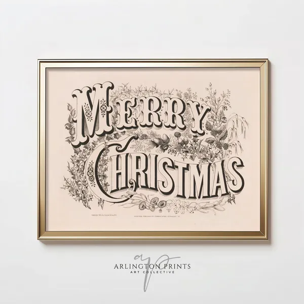Merry Christmas Vintage Typography Art Print