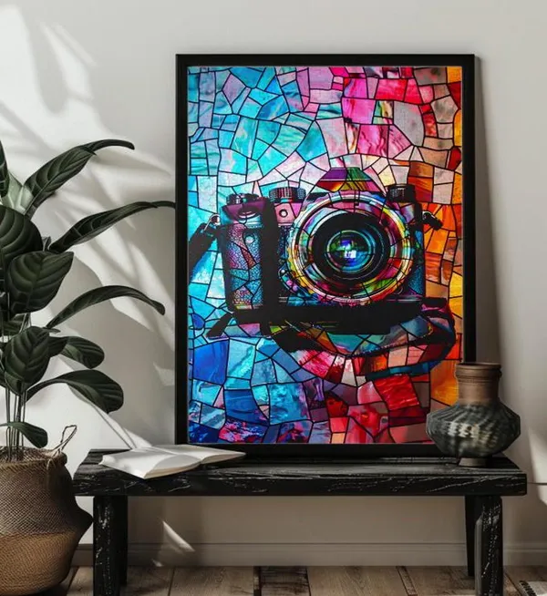 Stained Glass Camera Jigsaw Puzzle, Photographer Decor