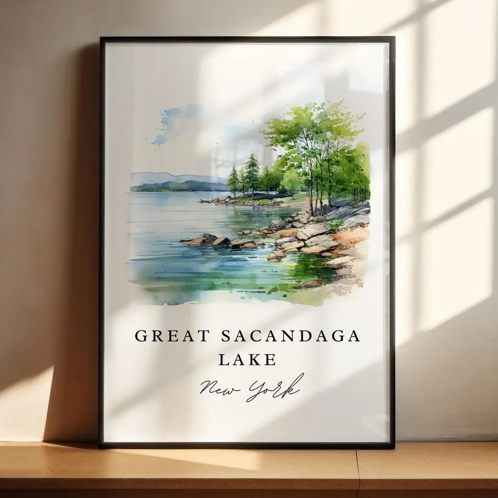 Sacandaga Lake New York Travel Poster, Custom Text - Image 4