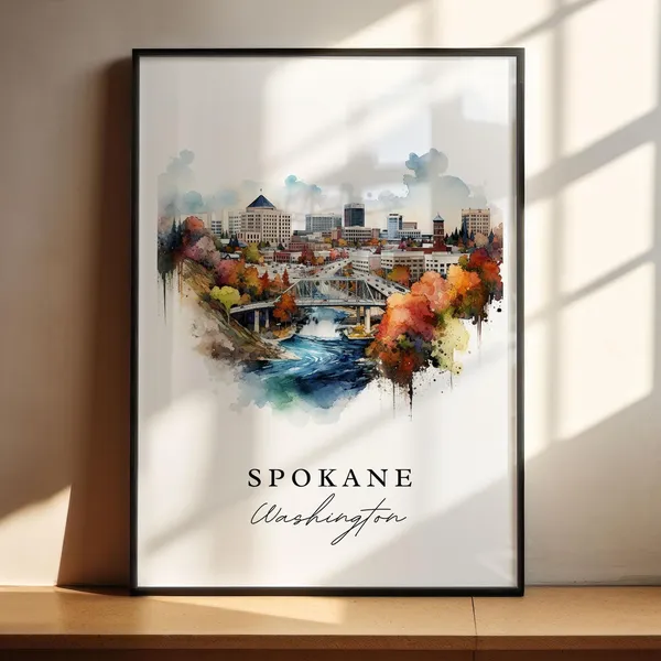 Spokane WA Personalized Washington Art Print