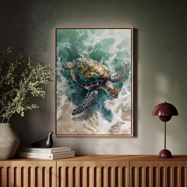 Watercolor Sea Turtle Art Print, Ocean Sea Life