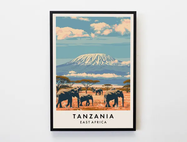 Tanzania Travel Poster, Africa Travel Art Print