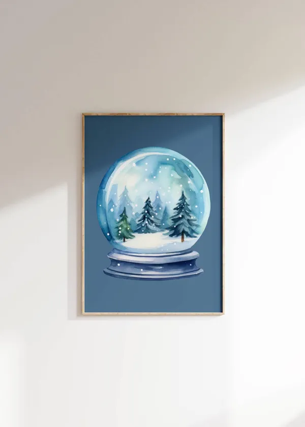 Snow Globe Winter Wonderland Watercolor Art Print