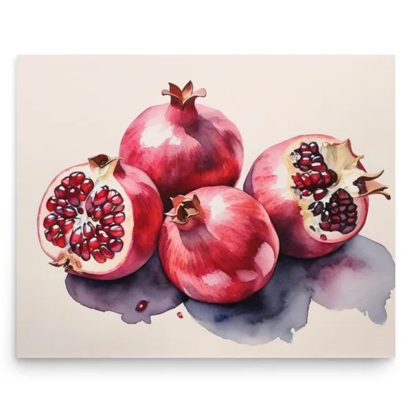 Pomegranate Watercolor Art Print, Farmhouse Kitchen Decor