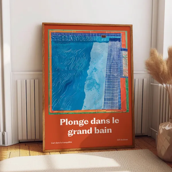 Swimming Pool French Summer Travel Poster, Pool Art
