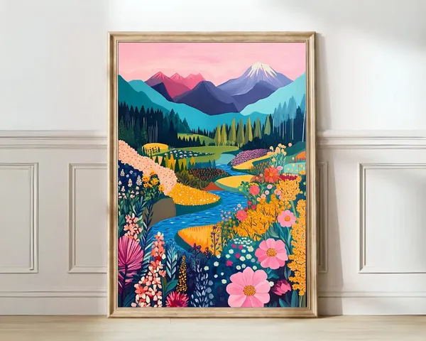 Colorful Mountains Poster, Abstract Nature Print