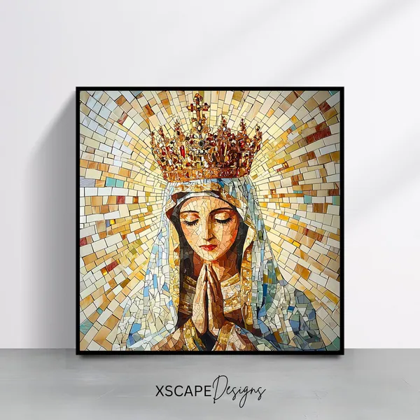 Blessed Virgin Mary Mosaic Art Print, Catholic