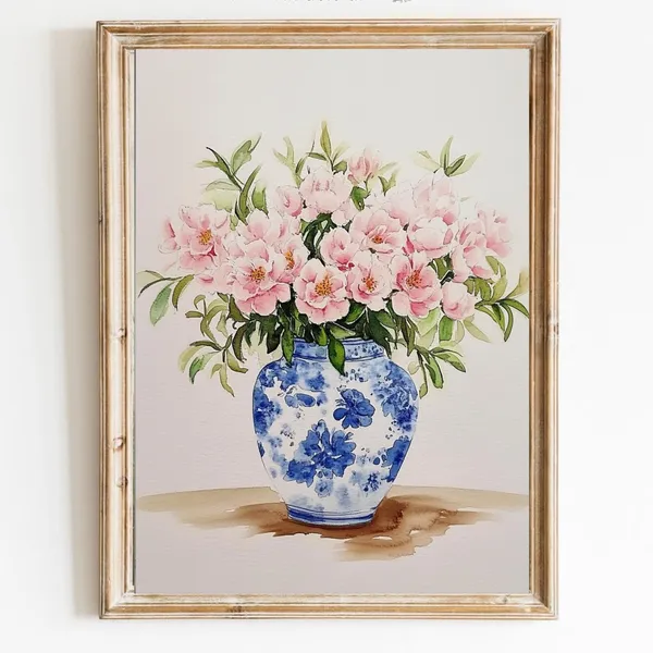 Watercolor Flower Bouquet Botanical Minimalist Bohemian Print