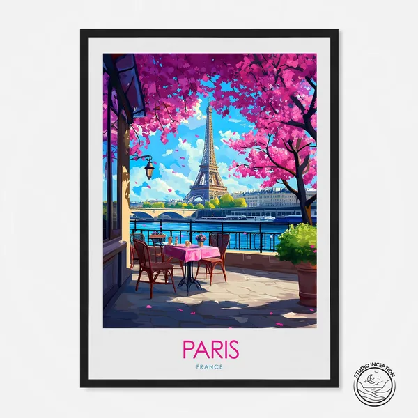 Paris Travel Poster, Eiffel Tower Travel Art