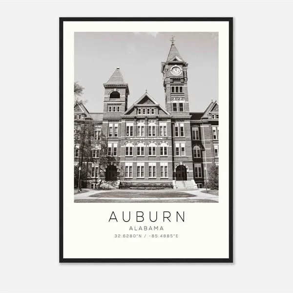 Auburn Alabama Minimalist Travel Poster, Travel Print