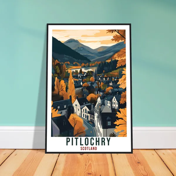 Pitlochry Travel Poster, Scotland Home Decor