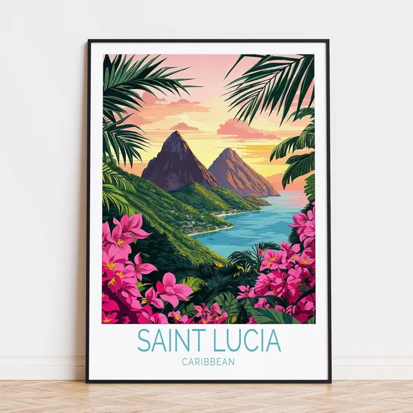 Saint Lucia Home Decor Travel Poster