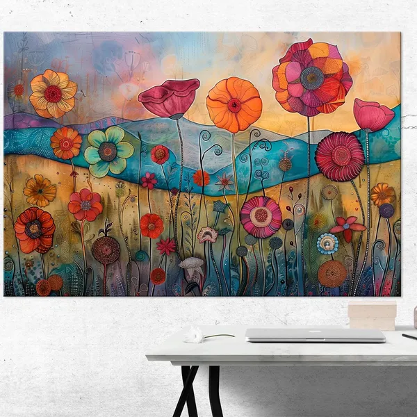 Abstract Flowers and Poppy Botanical Art Print