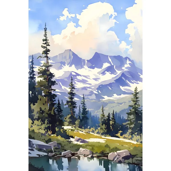 Buttermilk Mountains Colorado Landscape Watercolor Print