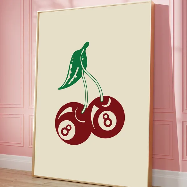 8 Ball Cherries Poster