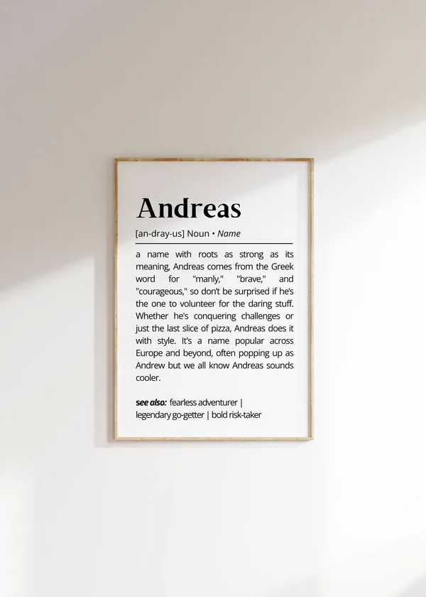 Andreas Name Meaning Minimalist Art Print, Personalized