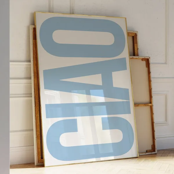 Ciao Italy Quote Poster, Coastal Typography Print