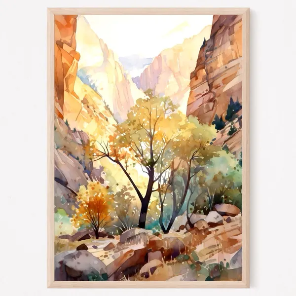 Zion National Park Utah Watercolor Art Print