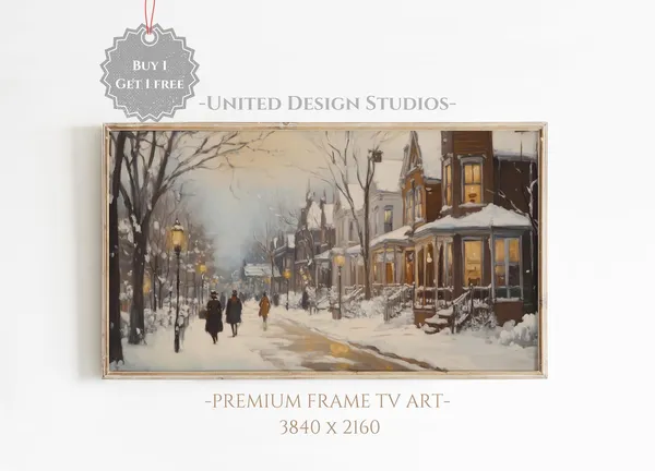 Christmas Town Farmhouse Christmas Village Art Print