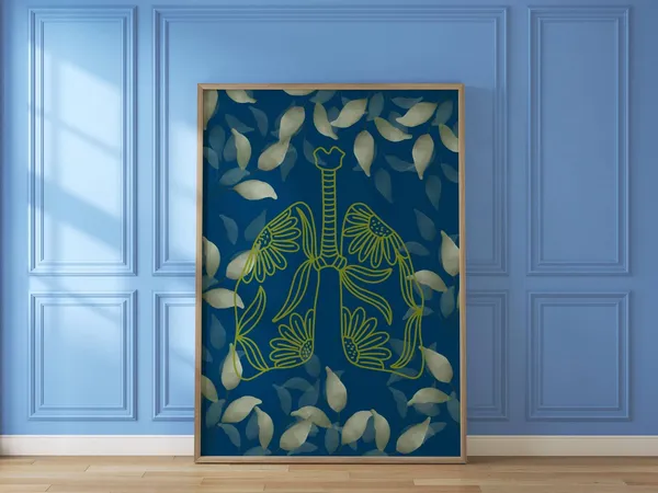 Anatomical Lungs Watercolor Art Print, Medical Decor