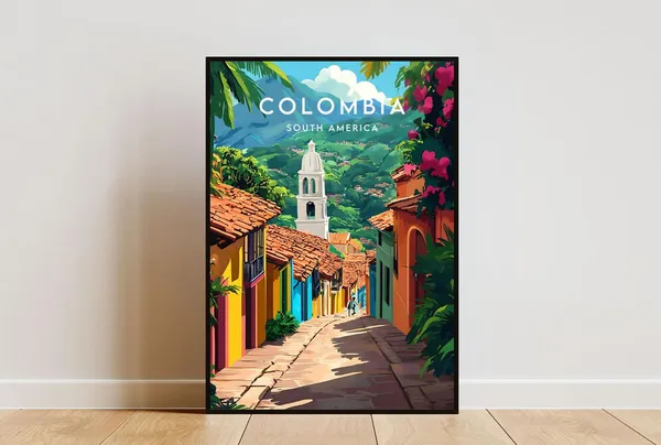 Colombia Travel Poster, South America Wall Art