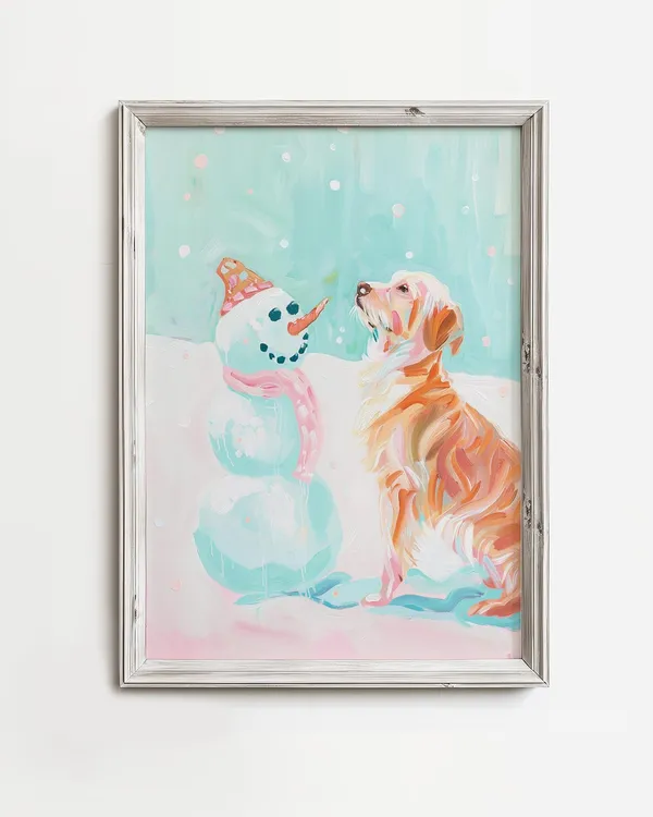 Dog Wants A Carrot Christmas Painting Art Print