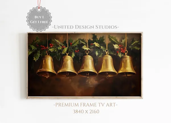 Christmas Bells Neutral Christmas TV Art Print