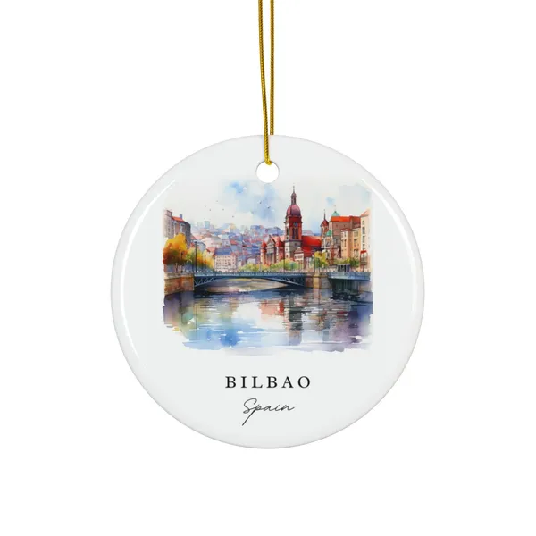 Bilbao Spain Christmas Travel Poster, Xmas Decor