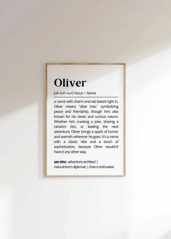 Oliver Name Definition Nursery Decor Art Print