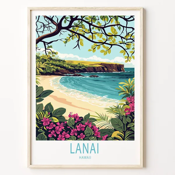 Lanai Travel Poster, Hawaii Island Wall Art