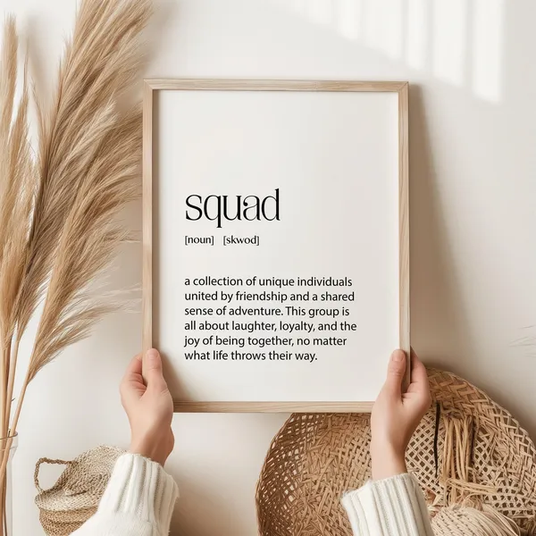 Squad Definition Friendship Art Print, Team Spirit